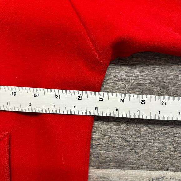Vintage 80s Pendleton Red Women's Petite XL Wool Collared Pea Coat Made in U.S.A - Picture 4 of 7